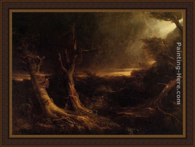 Framed Thomas Cole a tornado in the wilderness painting