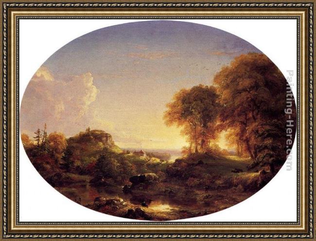 Framed Thomas Cole catskill landscape painting
