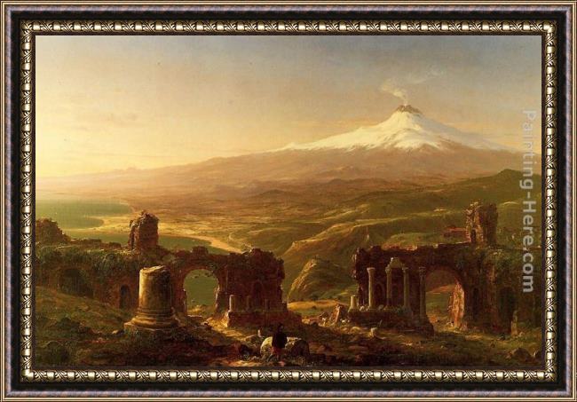 Framed Thomas Cole mount etna from taormina painting