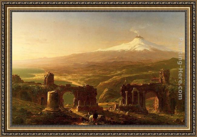 Framed Thomas Cole mount etna from taormina painting