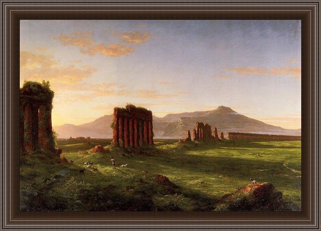 Framed Thomas Cole roman campagna painting