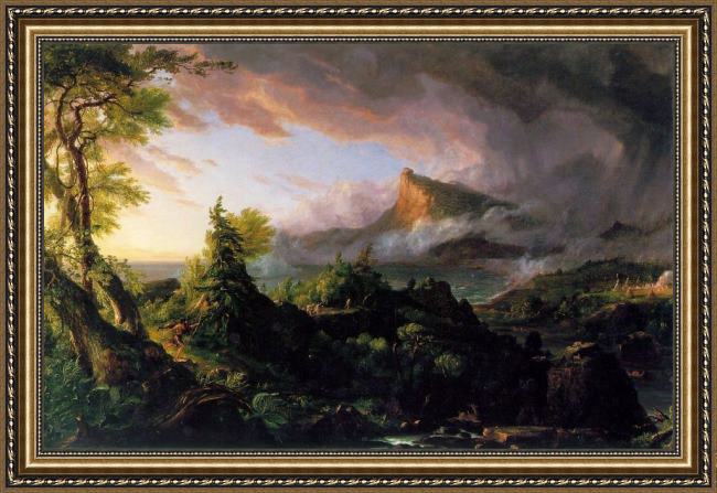 Framed Thomas Cole the course of empire the savage state painting