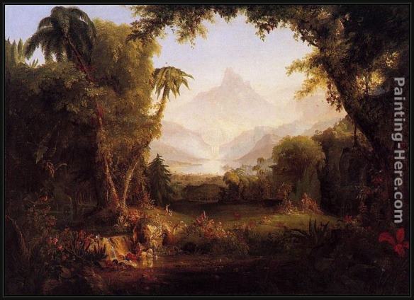 Framed Thomas Cole the garden of eden painting