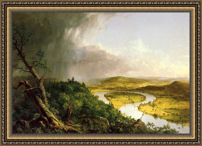 Framed Thomas Cole the oxbow painting