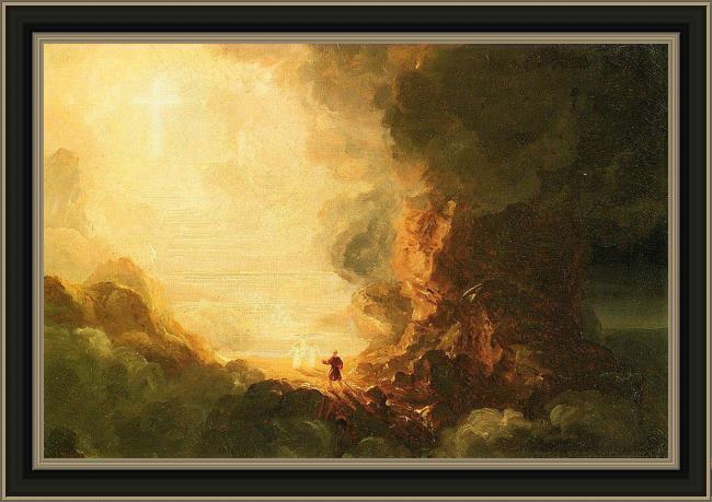 Framed Thomas Cole the pilgrim of the cross at the end of his journey painting