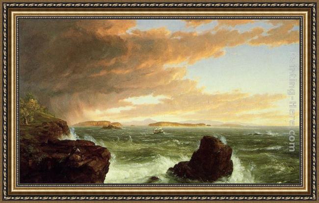 Framed Thomas Cole view across frenchman's bay from mount desert island, after a squall painting