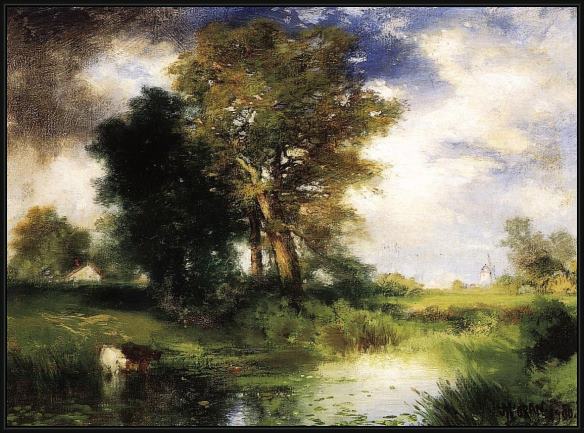 Framed Thomas Moran the passing storm painting