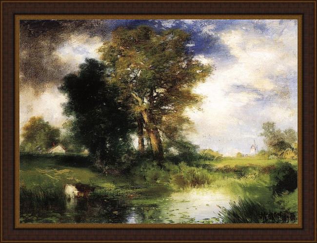 Framed Thomas Moran the passing storm painting
