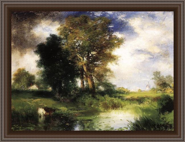 Framed Thomas Moran the passing storm painting