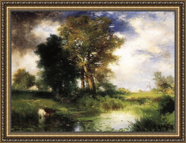 Framed Thomas Moran the passing storm painting