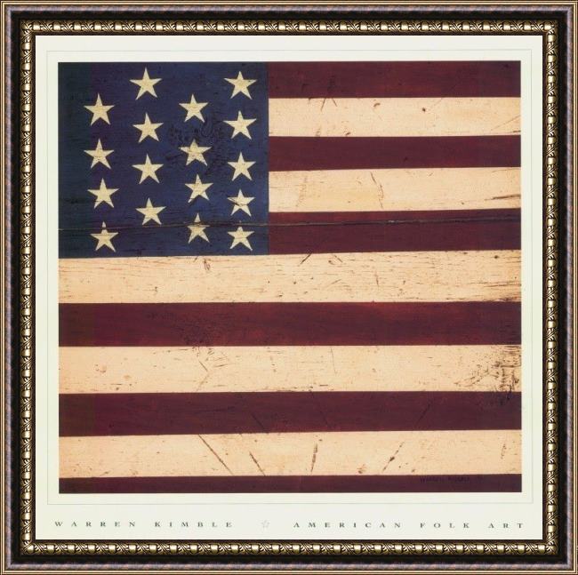 Framed Warren Kimble colonial flag painting