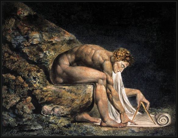 Framed William Blake isaac newton painting