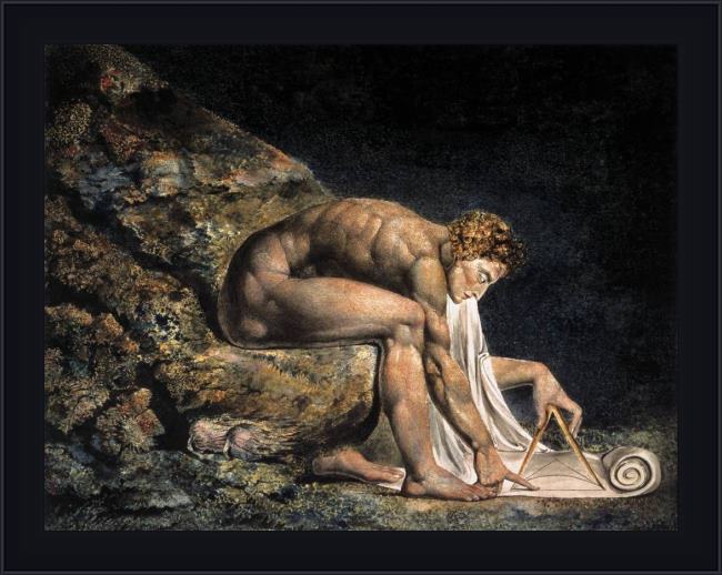 Framed William Blake isaac newton painting