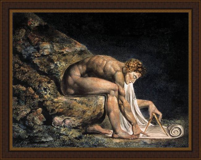 Framed William Blake isaac newton painting