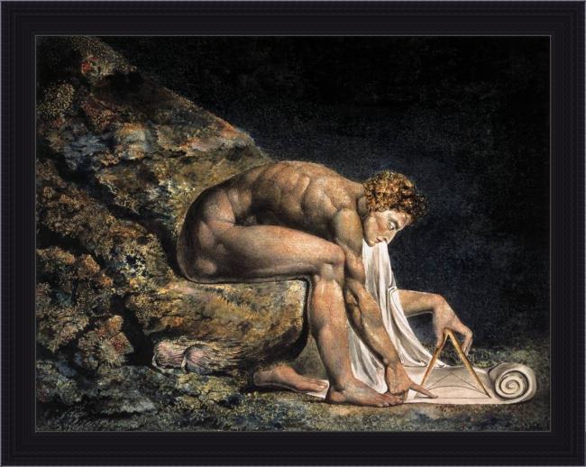 Framed William Blake isaac newton painting
